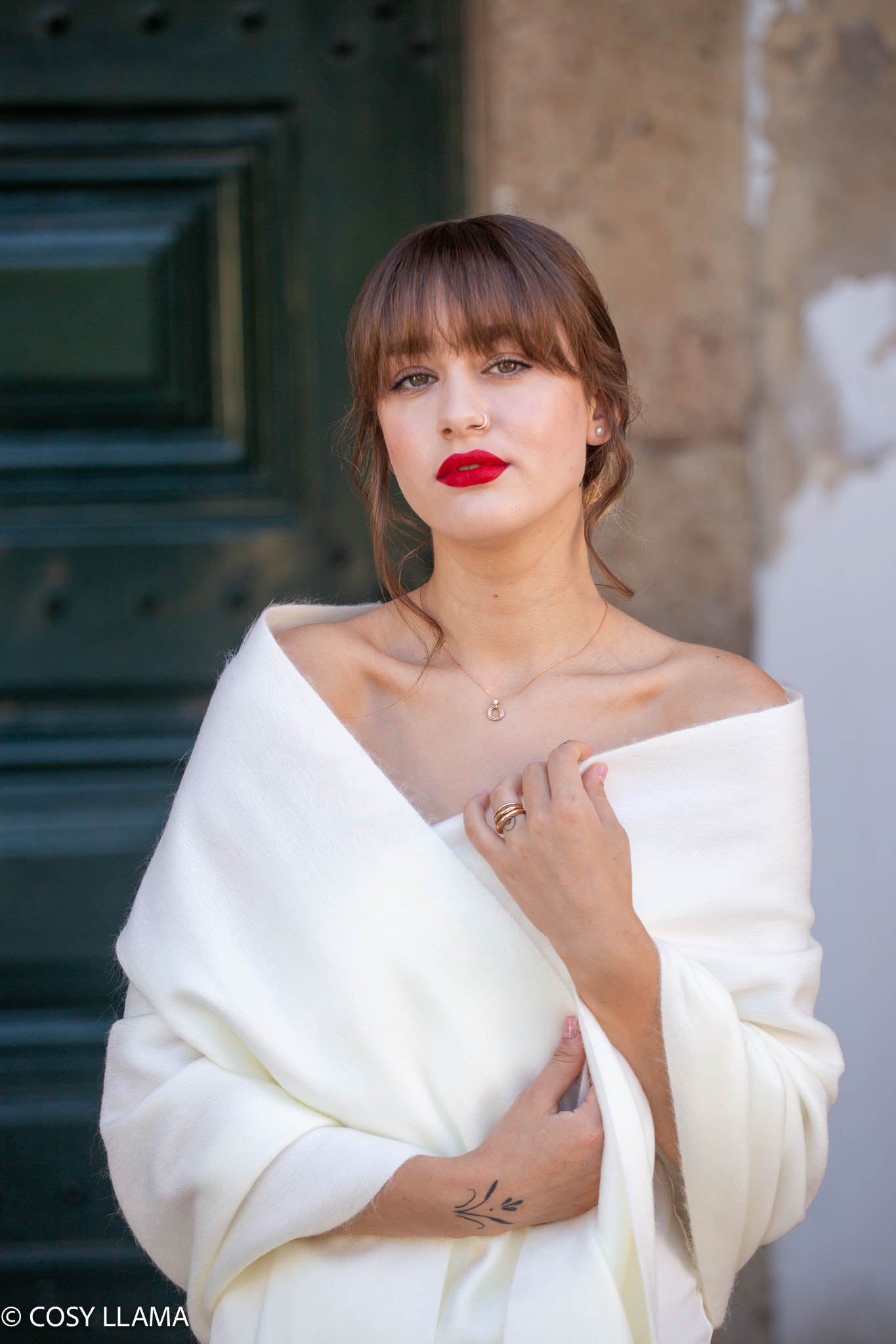 Alpaca Wedding Shawl — 17 Colors, Ivory Alpaca Wedding Shawl — 17 Colors, Ivory