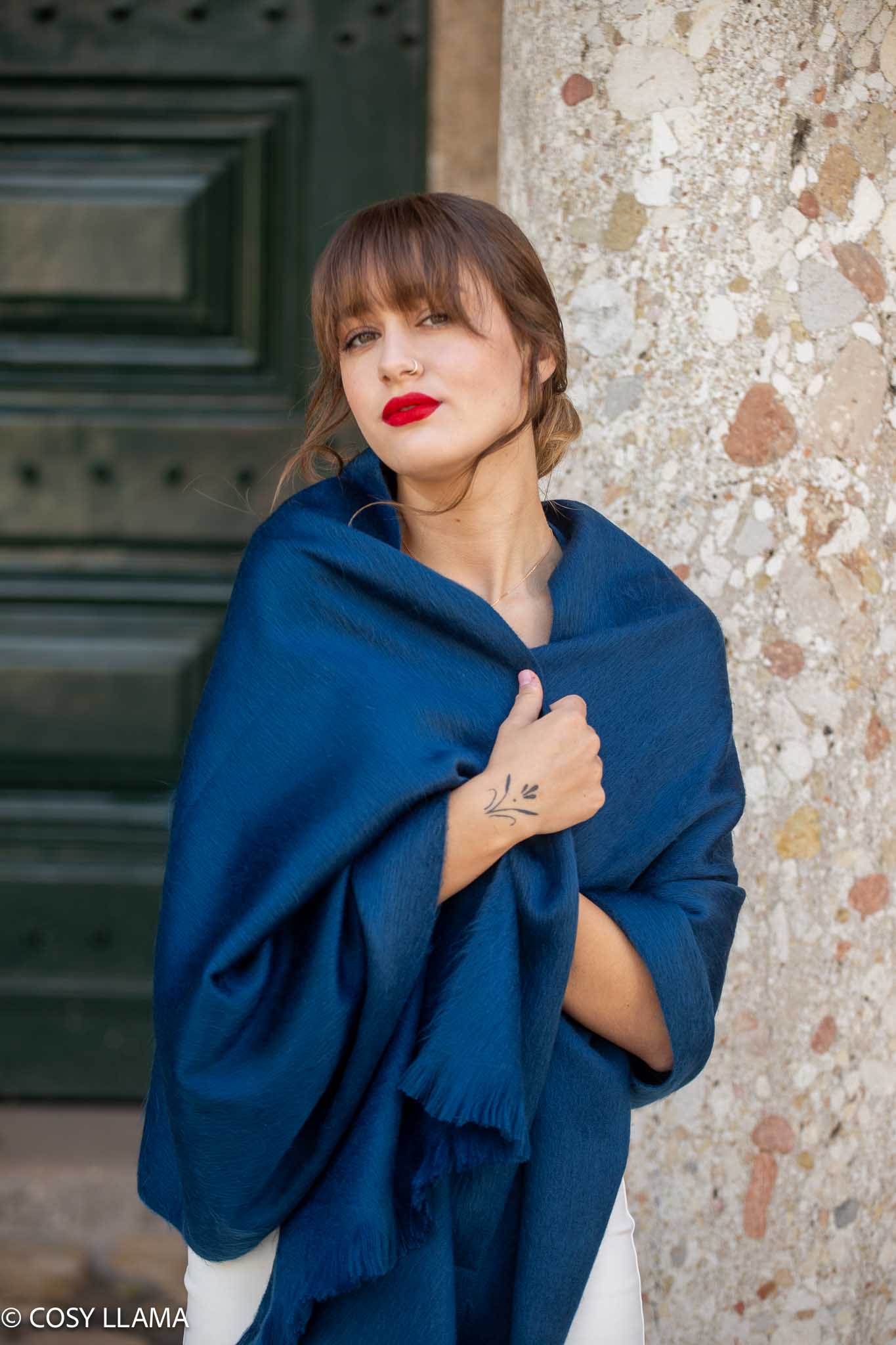 Navy Blue Alpaca Wedding Shawl Navy Blue Alpaca Wedding Shawl