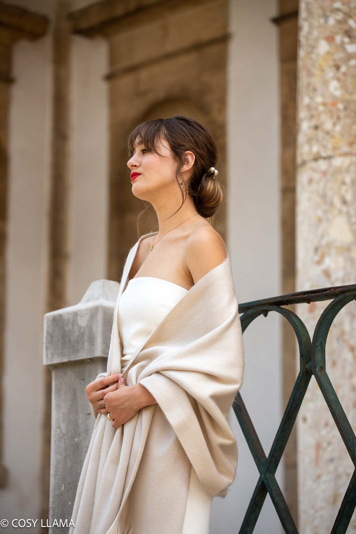 cream shawl for dress Cream chiffon sheer greek cape BridalSpain