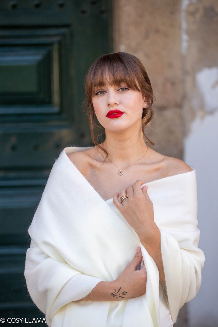 Alpaca Wedding Shawl in 17 Colors — Handmade Bridal Wrap