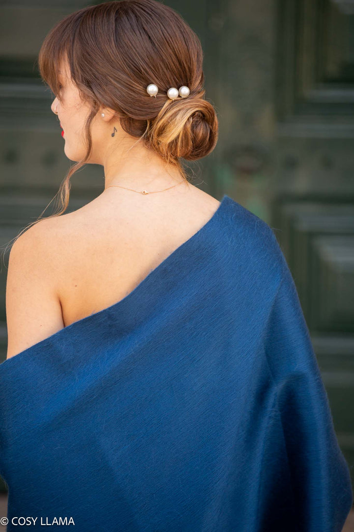 Navy Blue Alpaca Wedding Shawl | Handmade in Ecuador | Cosy Llama Navy Blue Alpaca Wedding Shawl | Handmade in Ecuador | Cosy Llama